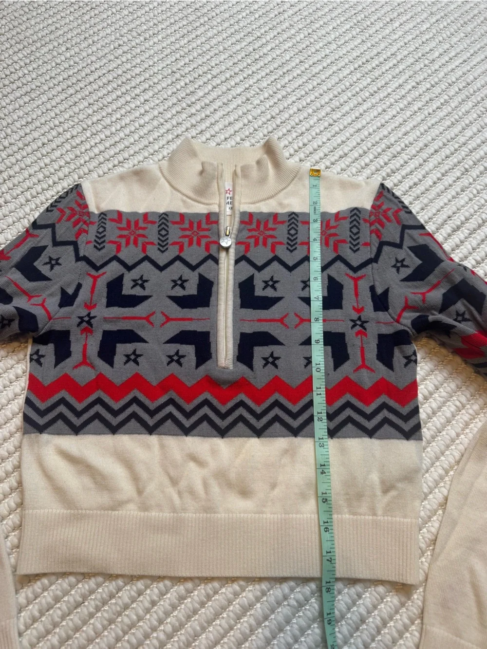 Perfect Moment Nordic Half Zip Sweater in Snow White Cream Merino Wool Small